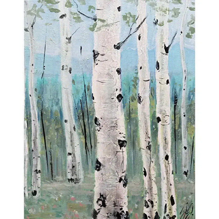 Brushes & Blades Paint the Aspens-Aspens in Cool Contrast Acrylic Art Class