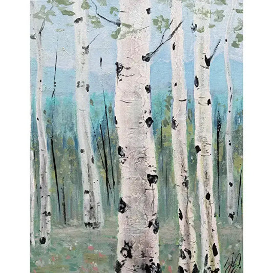 Brushes & Blades Paint the Aspens-Aspens in Cool Contrast Acrylic Art Class